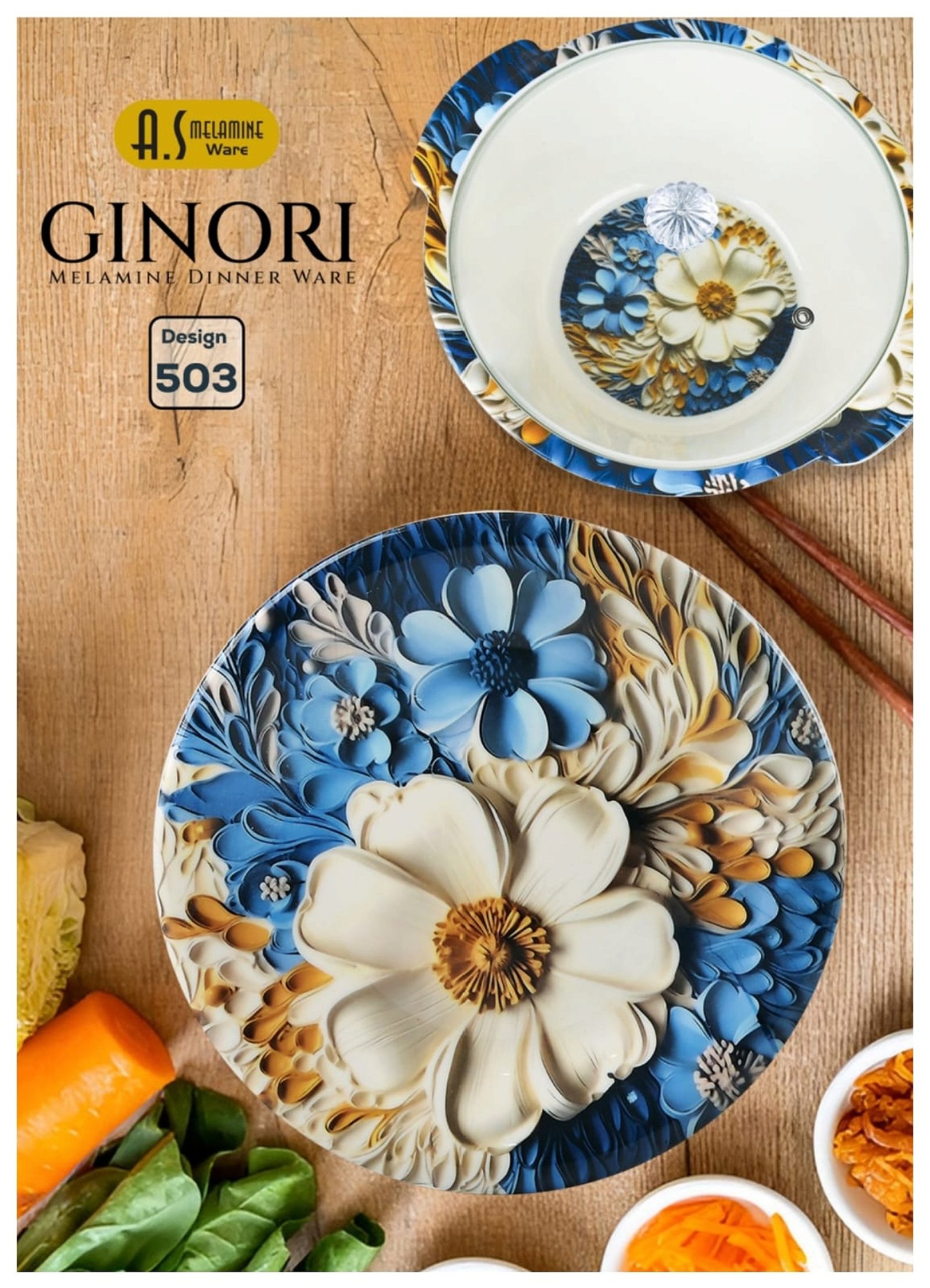 Ginori Floral Melamine Dinnerware Set – 72 Pieces | 8 Serves