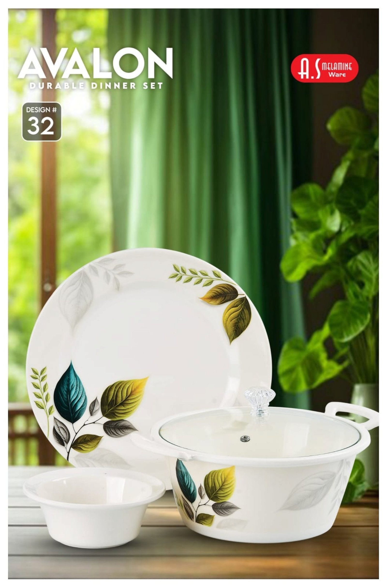 Avalon 72-Piece Melamine Dinnerware Set – Blue Floral Design | 8 Serves
