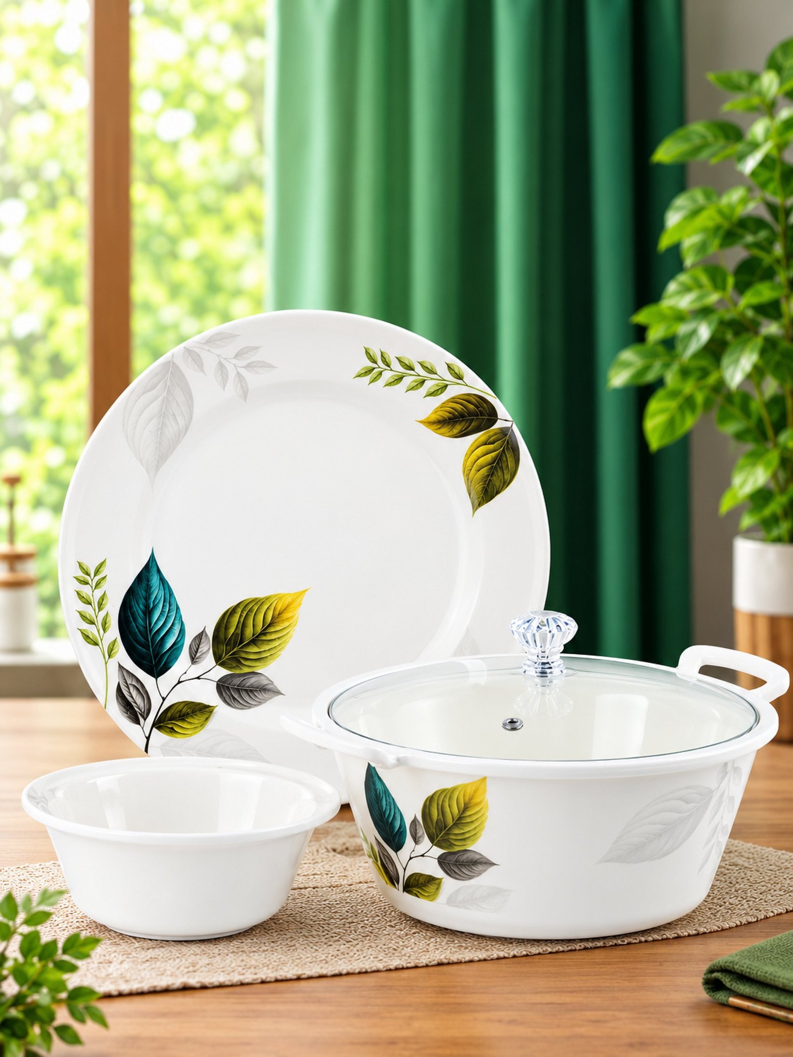Avalon 72-Piece Melamine Dinnerware Set – Blue Floral Design | 8 Serves